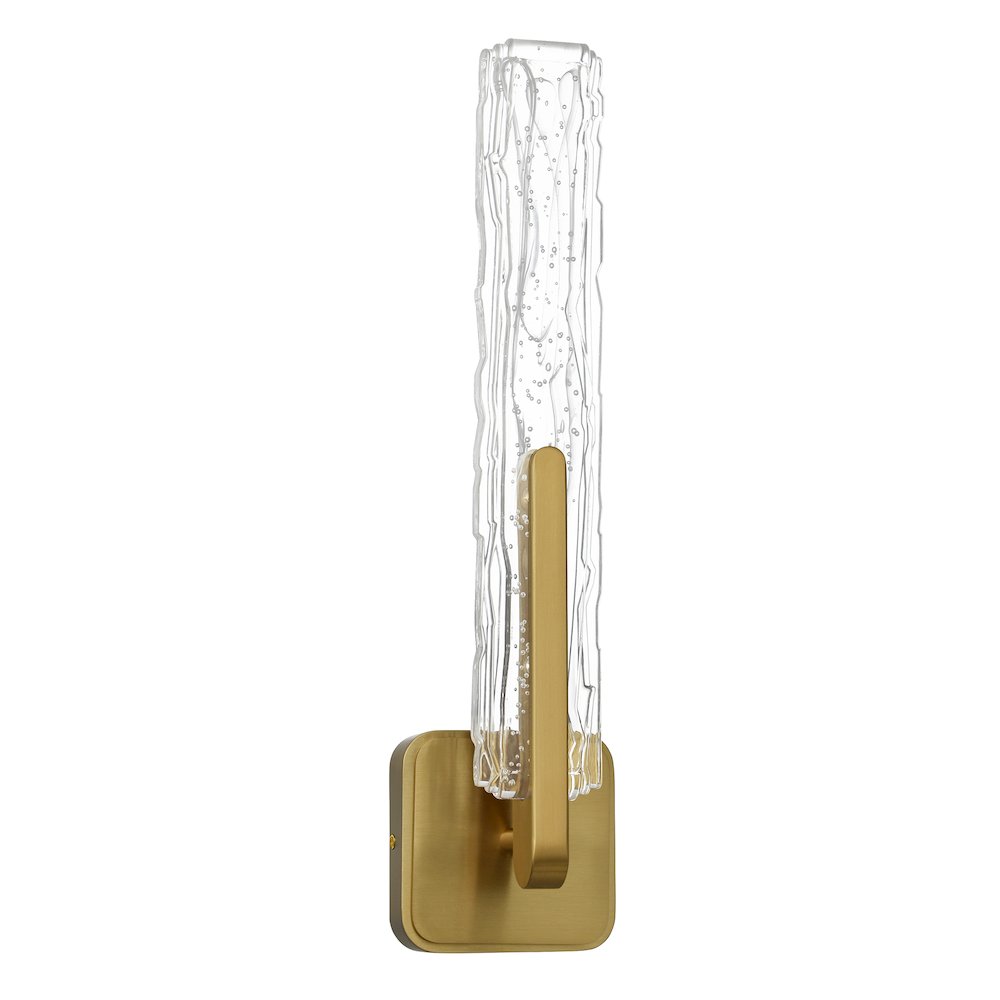 Curva Integrated LED 19in Brass Wall Light with Handcrafted Glass. Picture 5