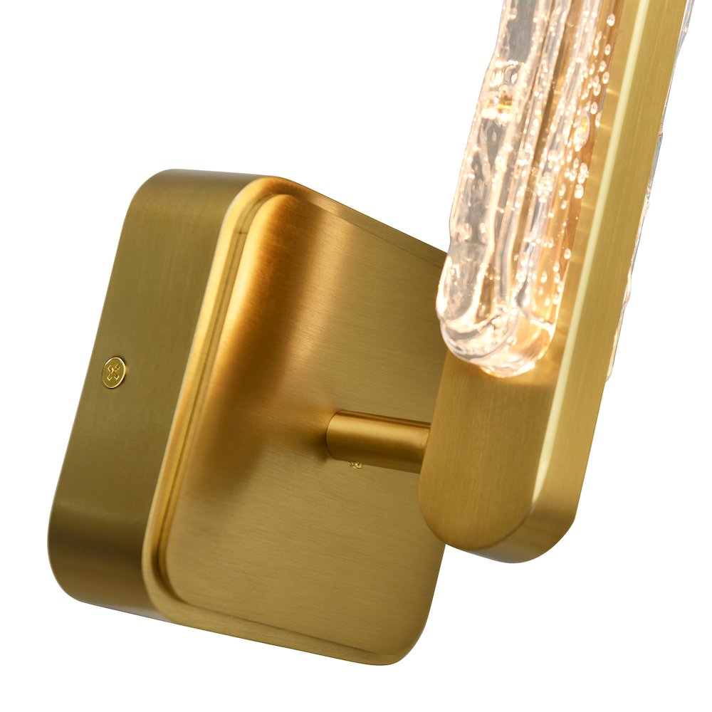 Curva Integrated LED 19in Brass Wall Light with Handcrafted Glass. Picture 7