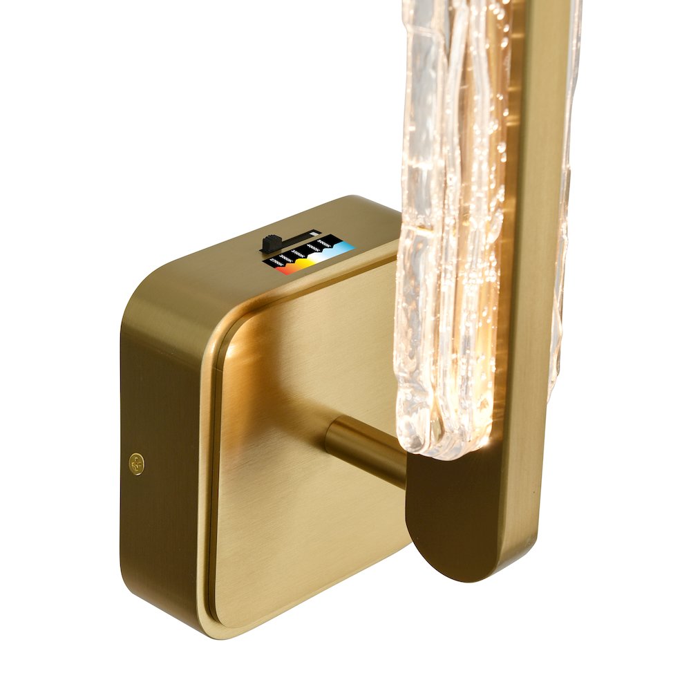 Curva Integrated LED 19in Brass Wall Light with Handcrafted Glass. Picture 8