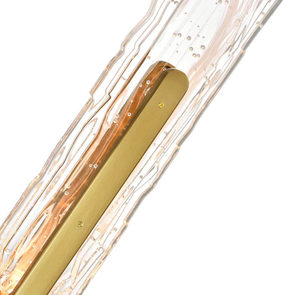Curva Integrated LED 19in Brass Wall Light with Handcrafted Glass. Picture 9
