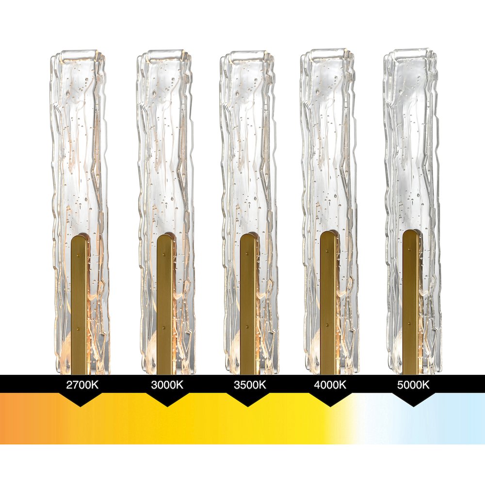Curva Integrated LED 19in Brass Wall Light with Handcrafted Glass. Picture 10
