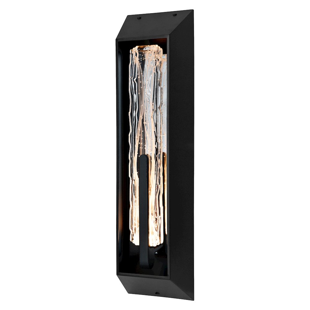 Curva Integrated LED 24in Sand Black Outdoor Wall Light with Handcrafted Glass. Picture 3