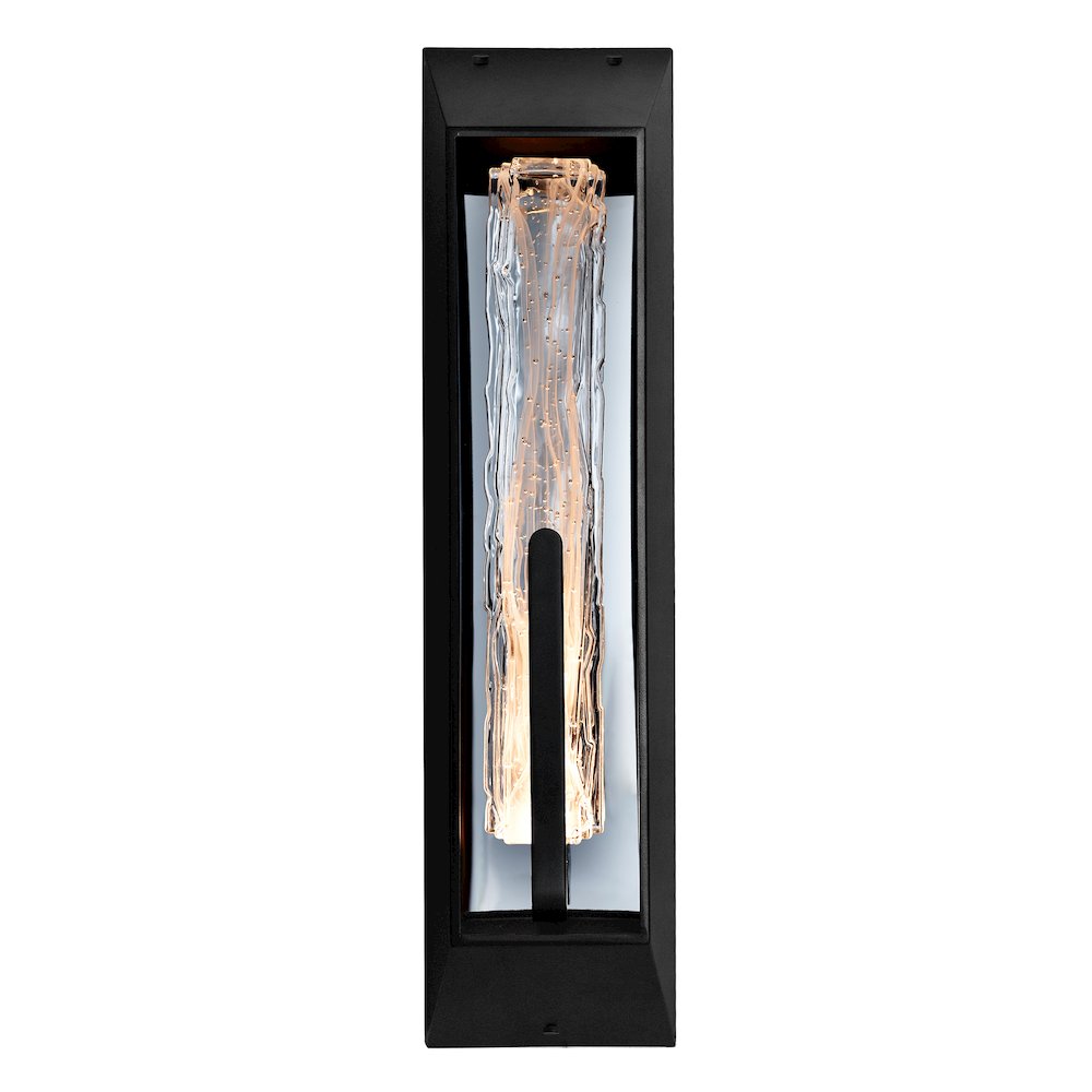 Curva Integrated LED 24in Sand Black Outdoor Wall Light with Handcrafted Glass. Picture 1