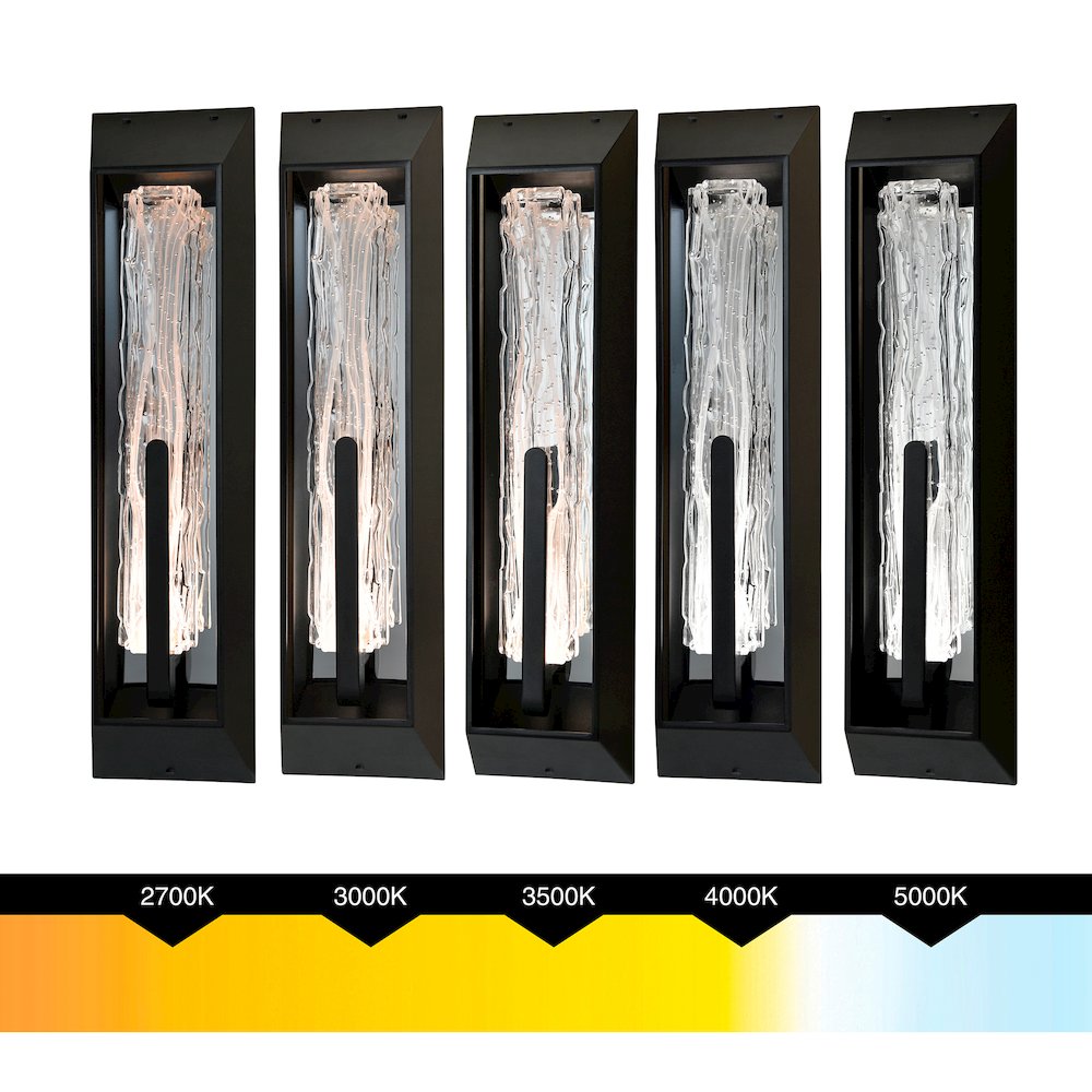 Curva Integrated LED 24in Sand Black Outdoor Wall Light with Handcrafted Glass. Picture 11