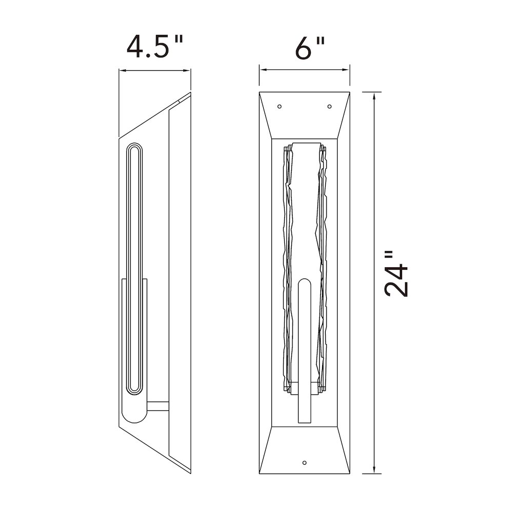 Curva Integrated LED 24in Sand Black Outdoor Wall Light with Handcrafted Glass. Picture 12
