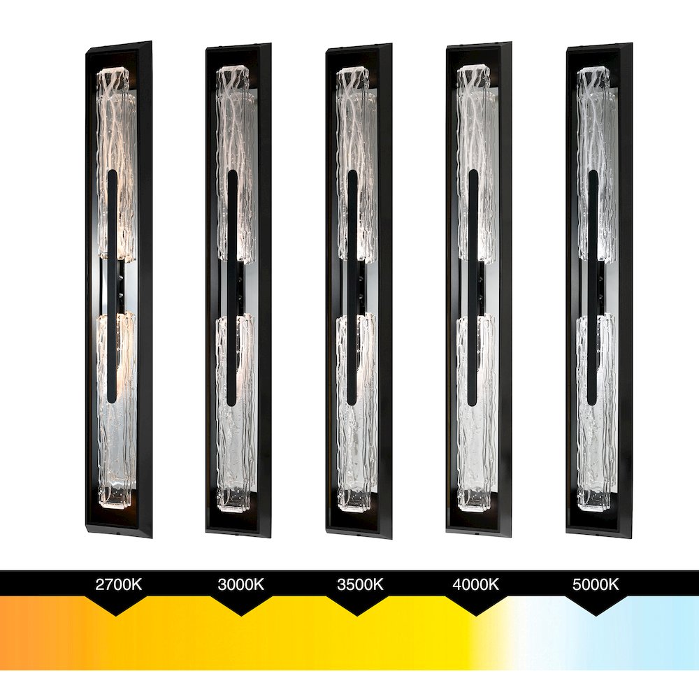 Curva Integrated LED 44in Sand Black Outdoor Wall Light with Handcrafted Glass. Picture 10