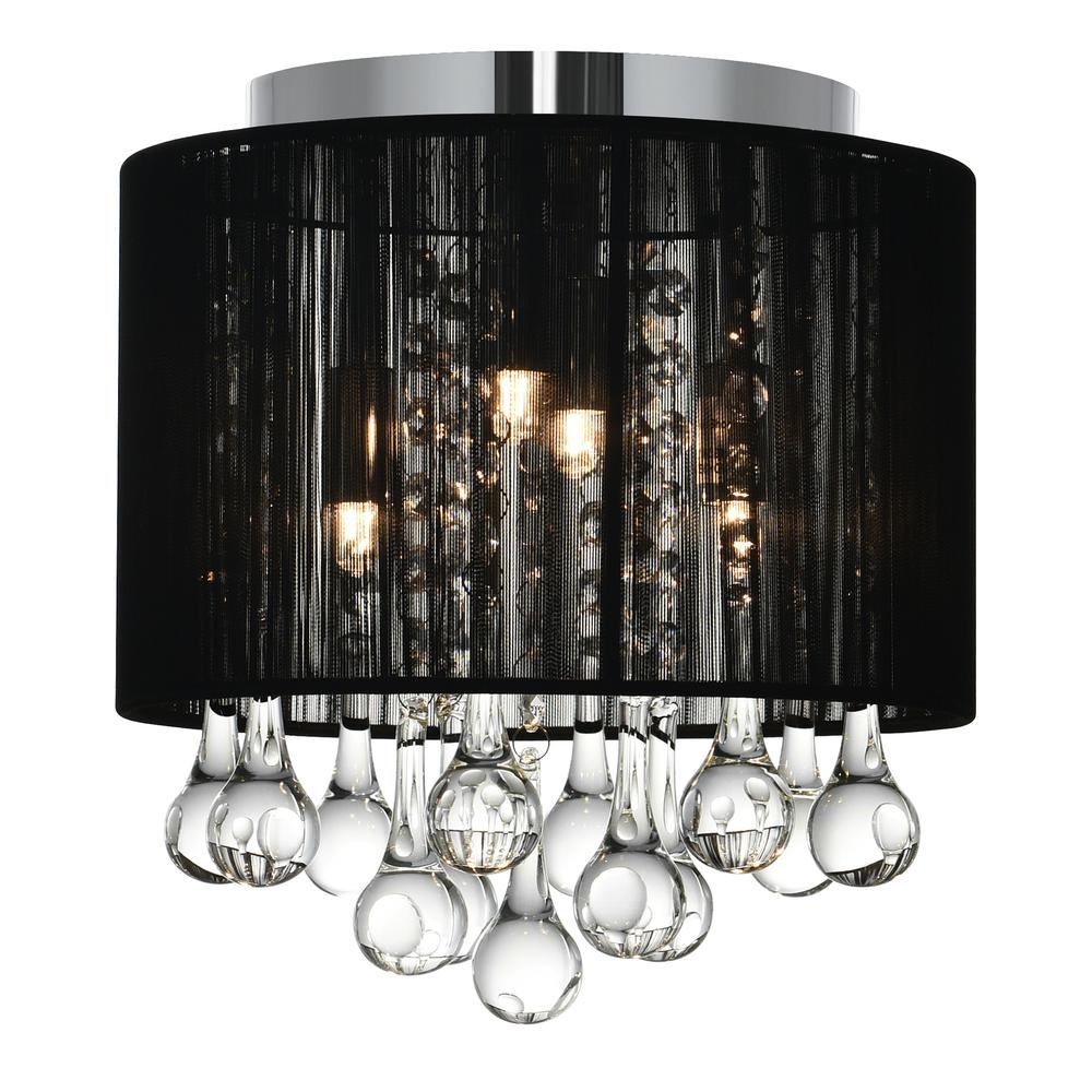 Water Drop 4 Light Drum Shade Flush Mount With Chrome Finish. Picture 1