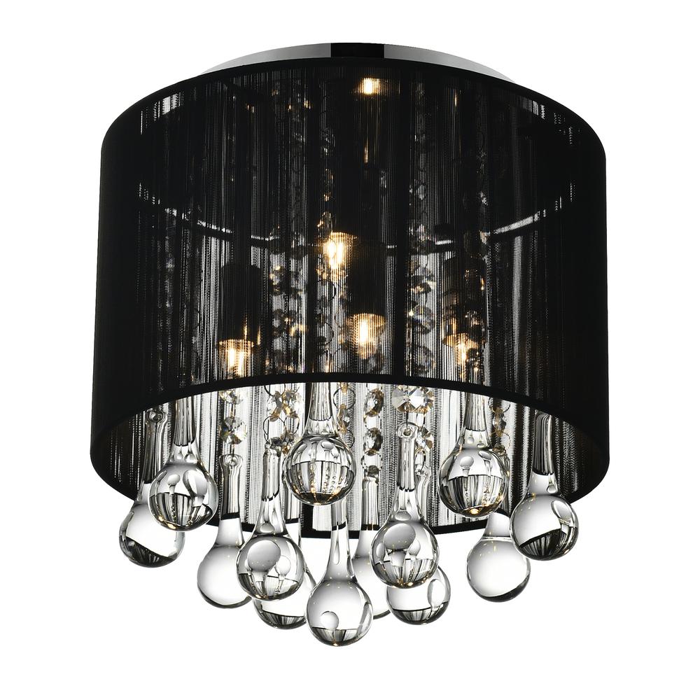 Water Drop 4 Light Drum Shade Flush Mount With Chrome Finish. Picture 2
