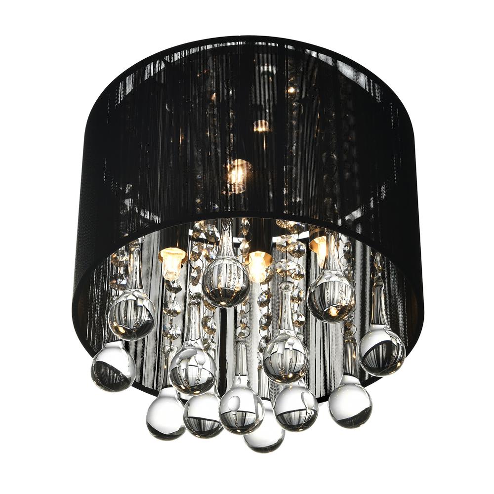 Water Drop 4 Light Drum Shade Flush Mount With Chrome Finish. Picture 3