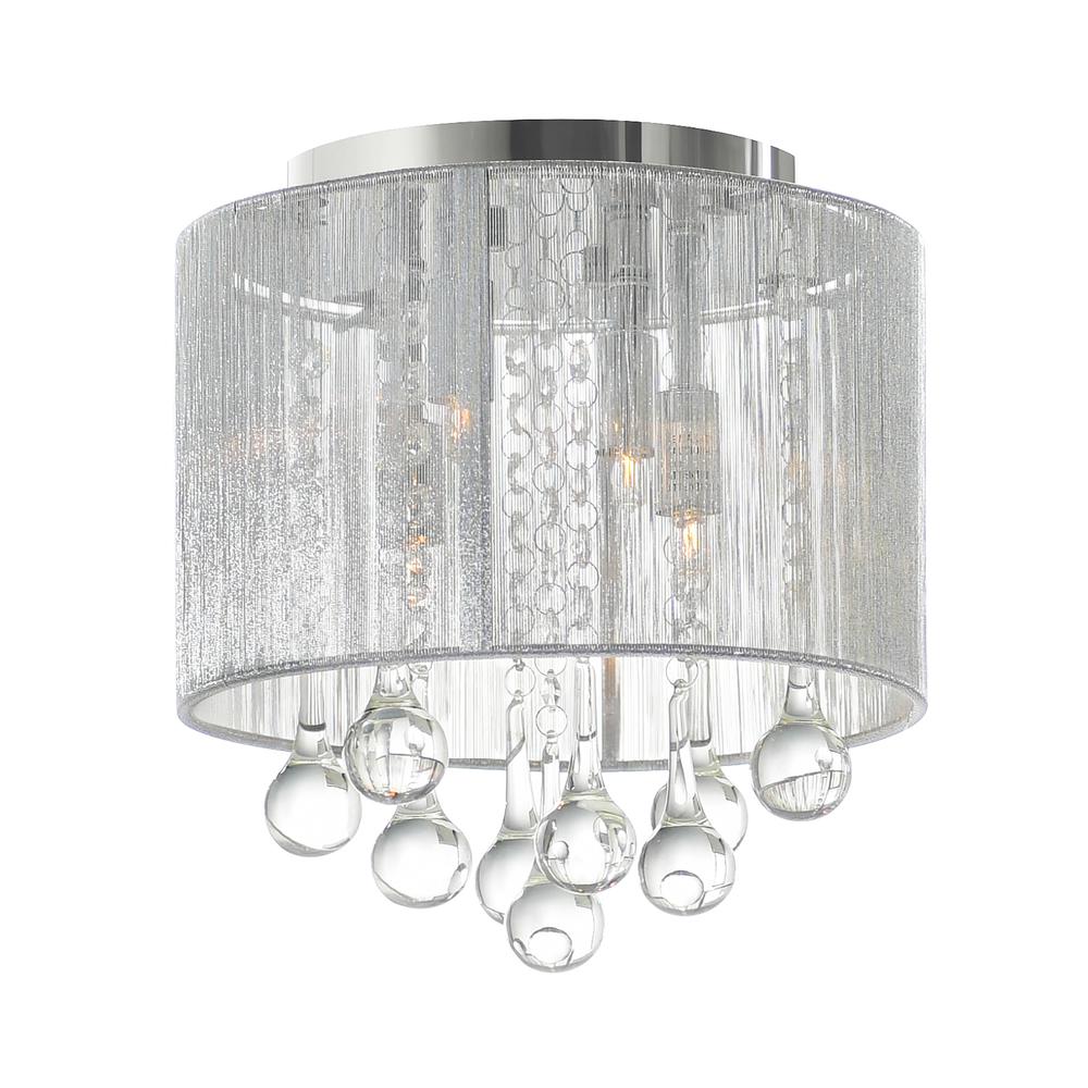 Water Drop 4 Light Drum Shade Flush Mount With Chrome Finish. Picture 3
