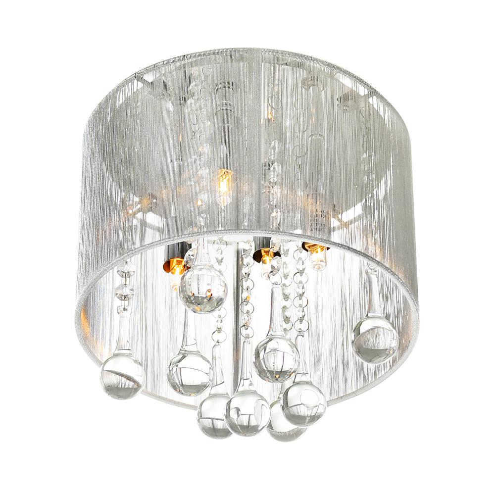 Water Drop 4 Light Drum Shade Flush Mount With Chrome Finish. Picture 1