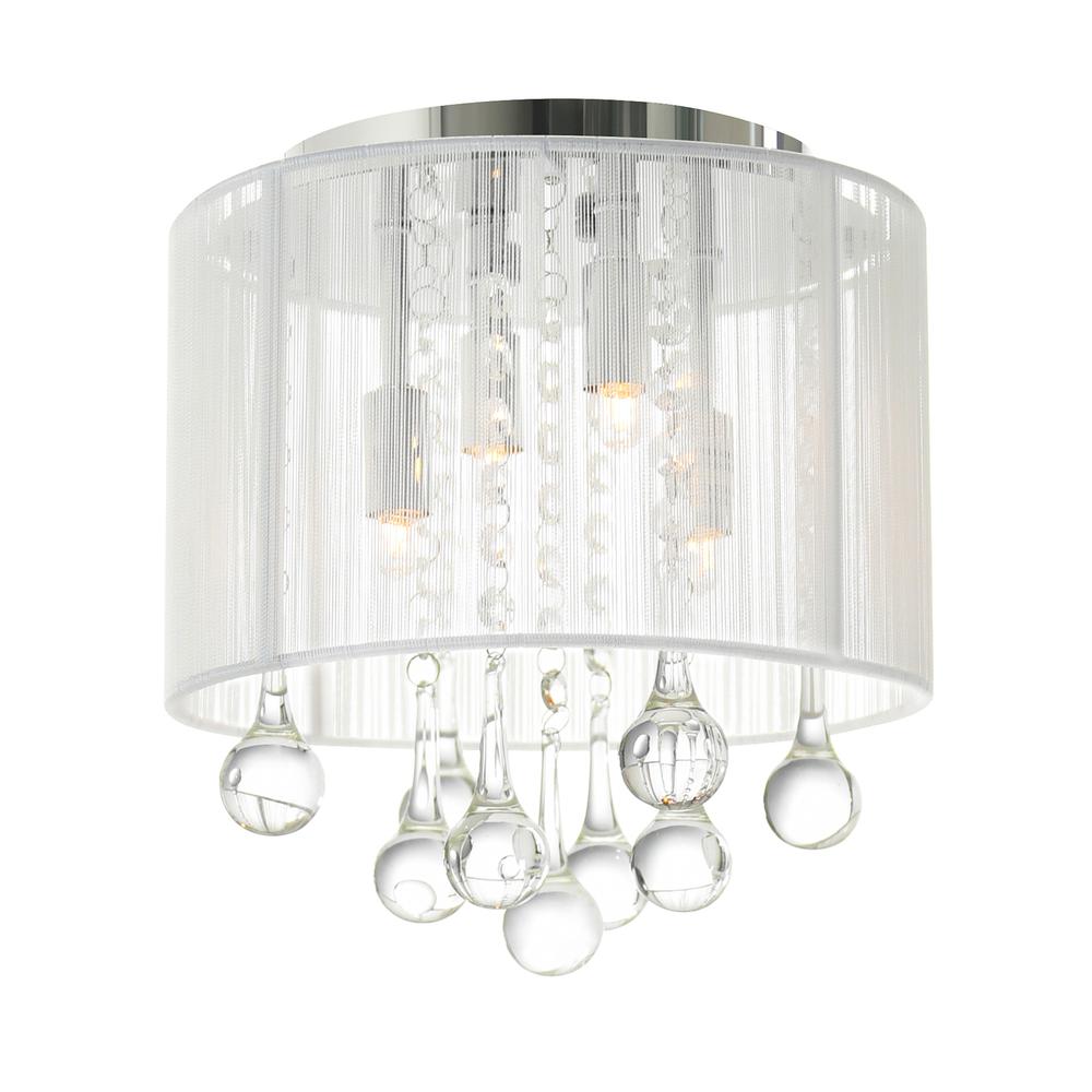 Water Drop 4 Light Drum Shade Flush Mount With Chrome Finish. Picture 3