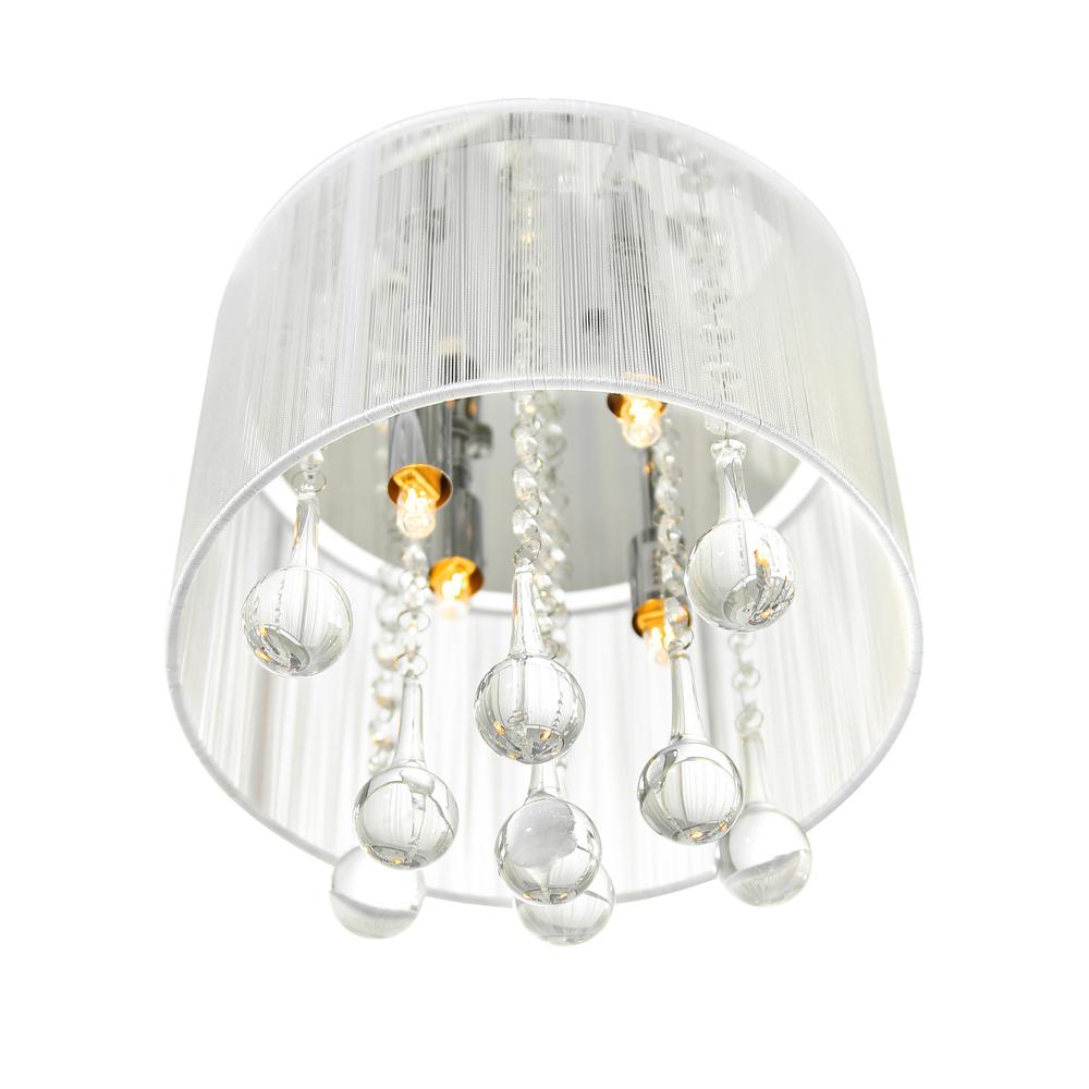 Water Drop 4 Light Drum Shade Flush Mount With Chrome Finish. Picture 1