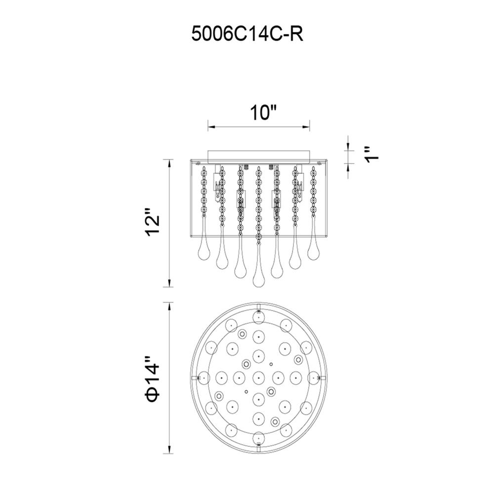 Water Drop 6 Light Drum Shade Flush Mount With Chrome Finish. Picture 3