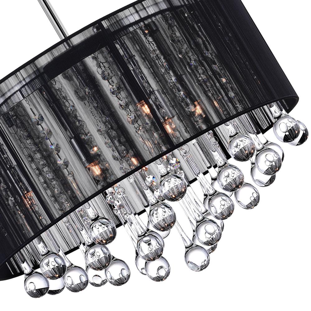 Water Drop 6 Light Drum Shade Chandelier With Chrome Finish. Picture 3
