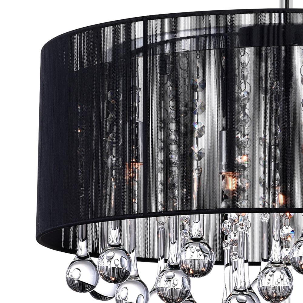 Water Drop 6 Light Drum Shade Chandelier With Chrome Finish. Picture 4