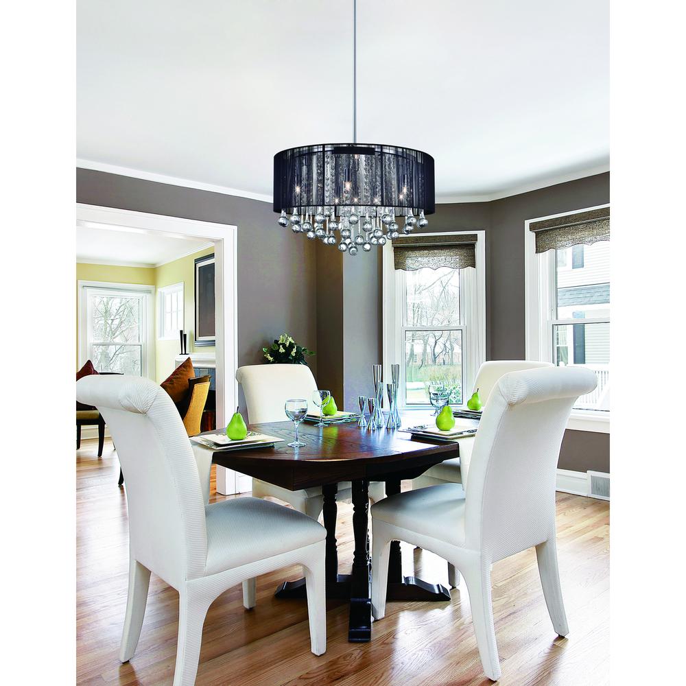 Water Drop 6 Light Drum Shade Chandelier With Chrome Finish. Picture 7