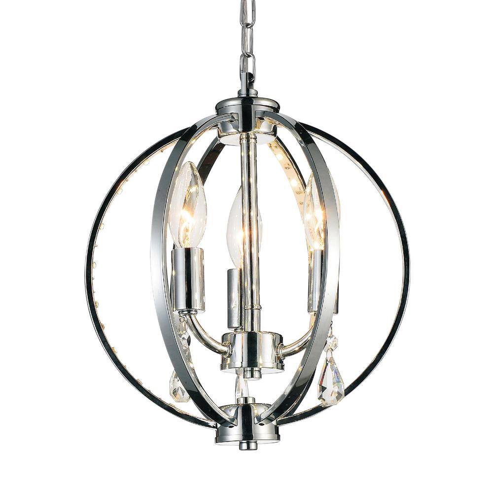 Abia 3 Light Up Mini Pendant With Chrome Finish. Picture 1