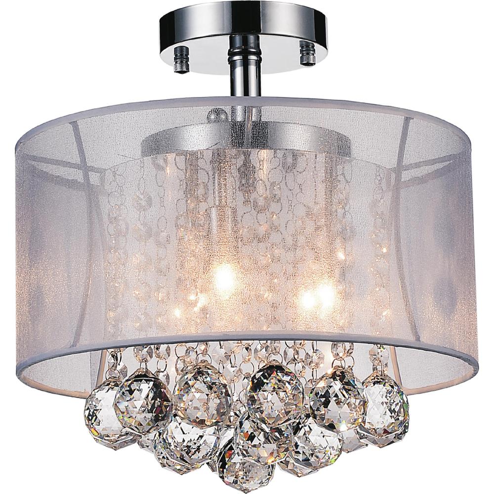 Radiant 3 Light Drum Shade Flush Mount With Chrome Finish. Picture 2