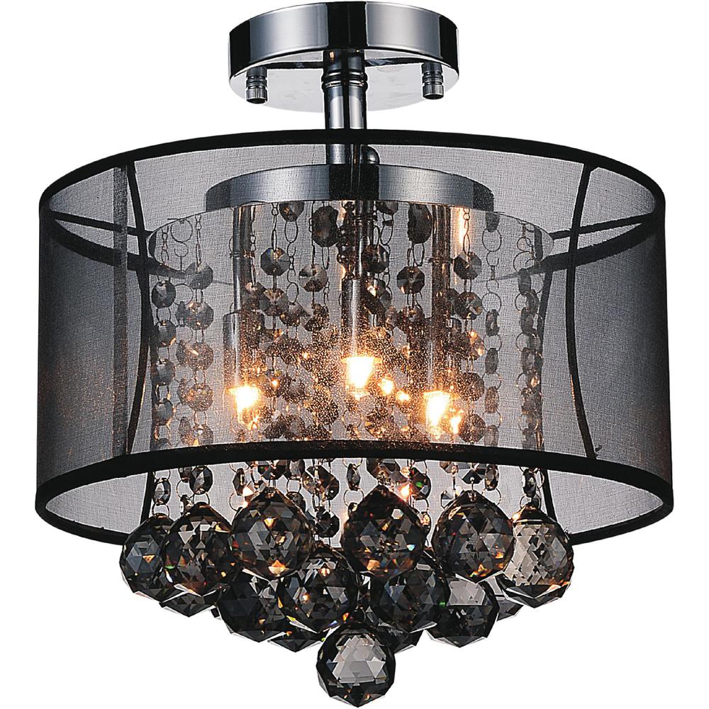 Radiant 3 Light Drum Shade Flush Mount With Chrome Finish. Picture 2