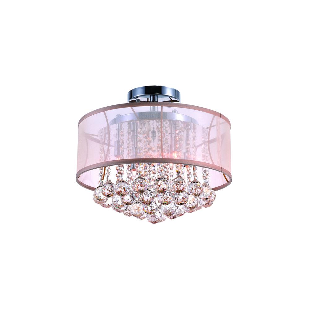 Radiant 6 Light Drum Shade Flush Mount With Chrome Finish. Picture 1