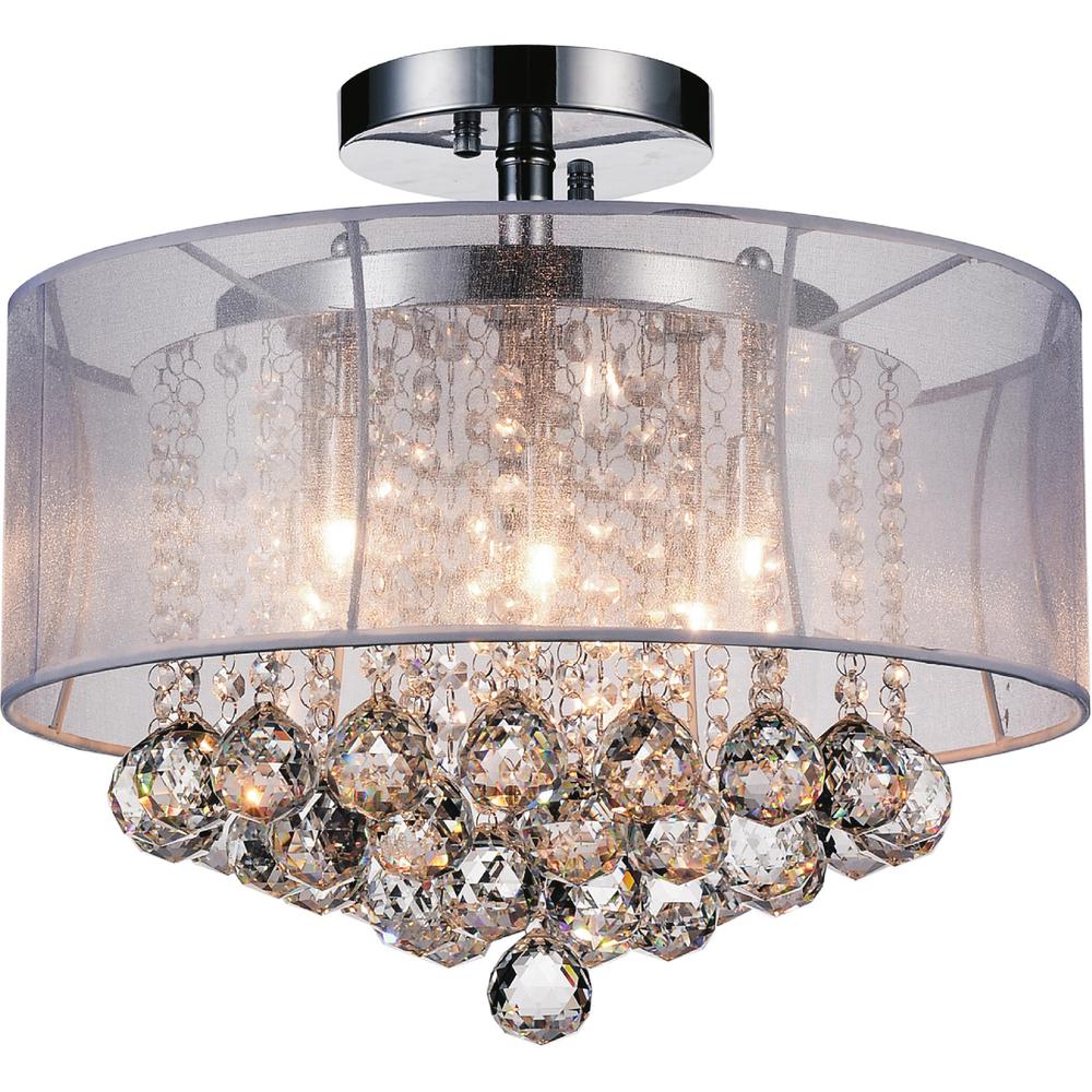 Radiant 6 Light Drum Shade Flush Mount With Chrome Finish. Picture 2