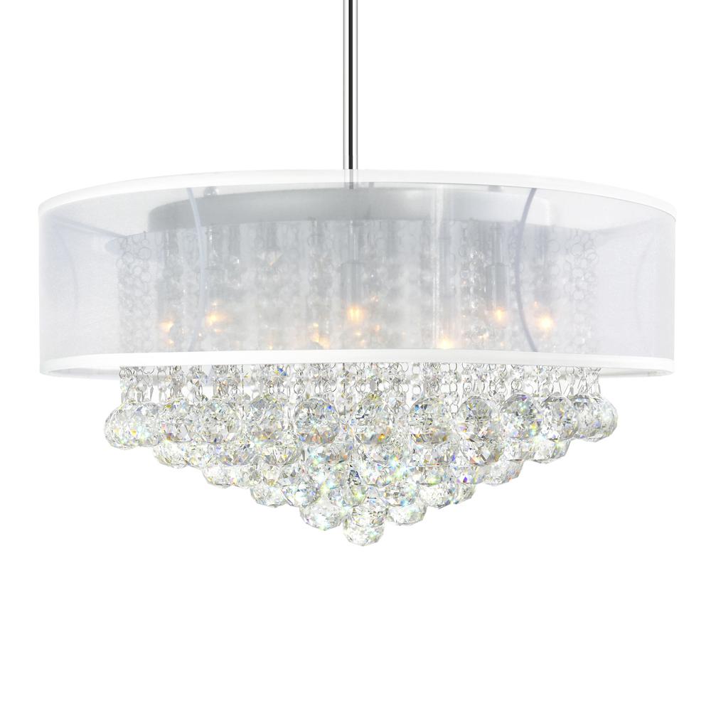 Radiant 12 Light Drum Shade Chandelier With Chrome Finish. Picture 1