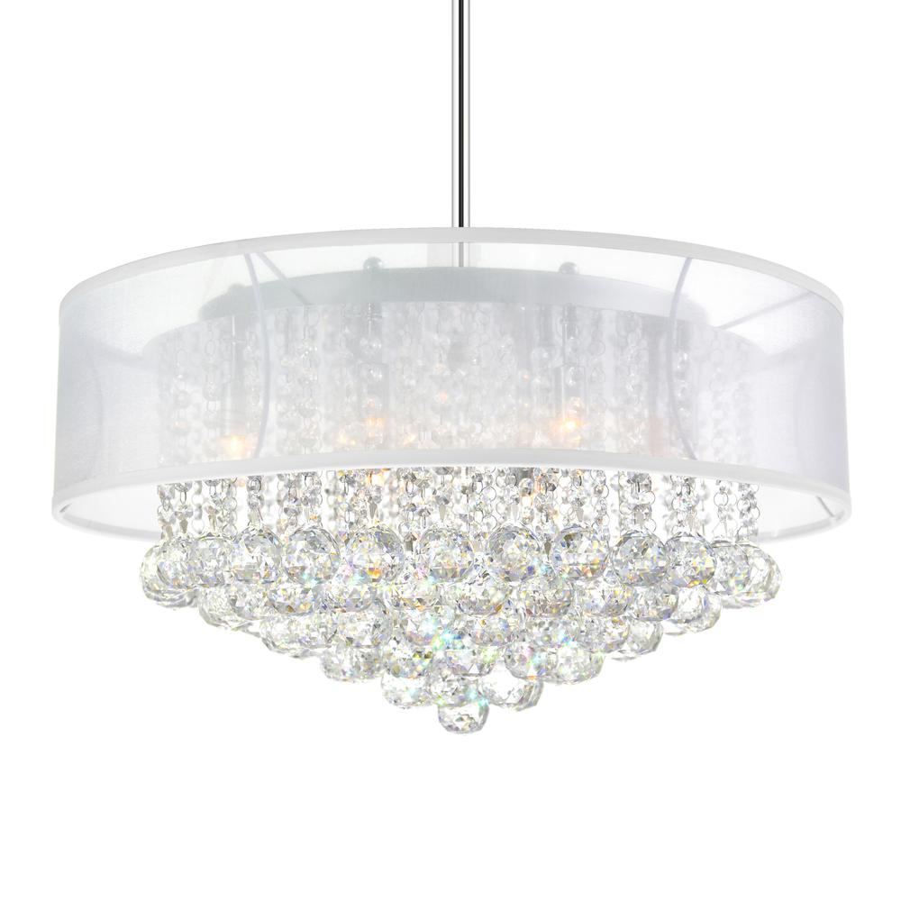 Radiant 12 Light Drum Shade Chandelier With Chrome Finish. Picture 2