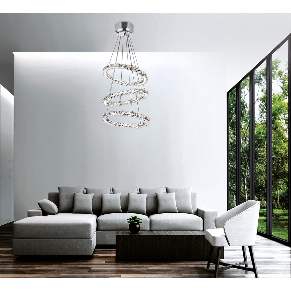 Ring LED Chandelier With Chrome Finish. Picture 6