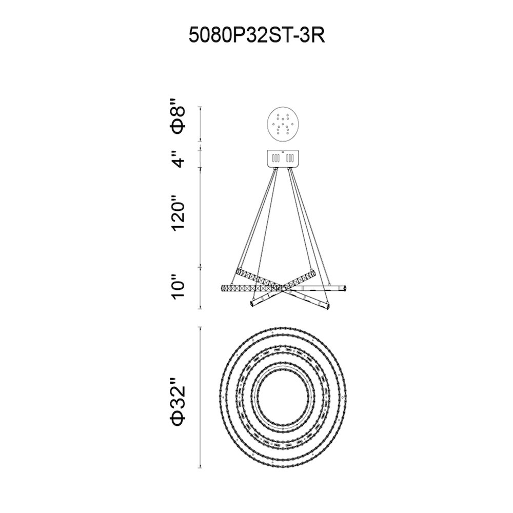 Ring LED Chandelier With Chrome Finish. Picture 6