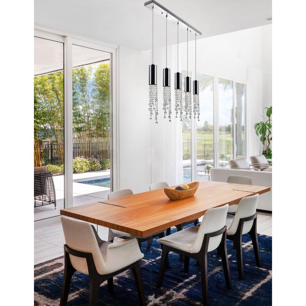 Extended 5 Light Multi Light Pendant With Chrome Finish. Picture 5