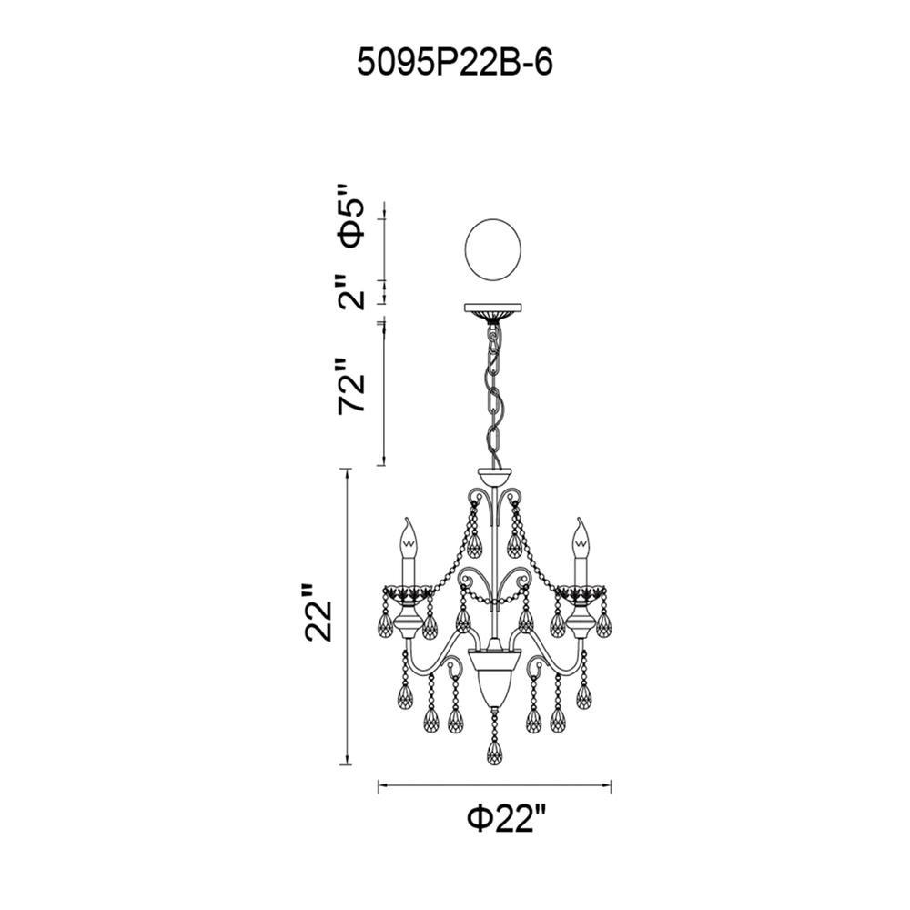 Keen 6 Light Up Chandelier With Black Finish. Picture 8