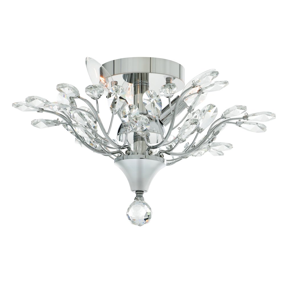Ivy 3 Light Drum Shade Flush Mount With Chrome Finish. Picture 1