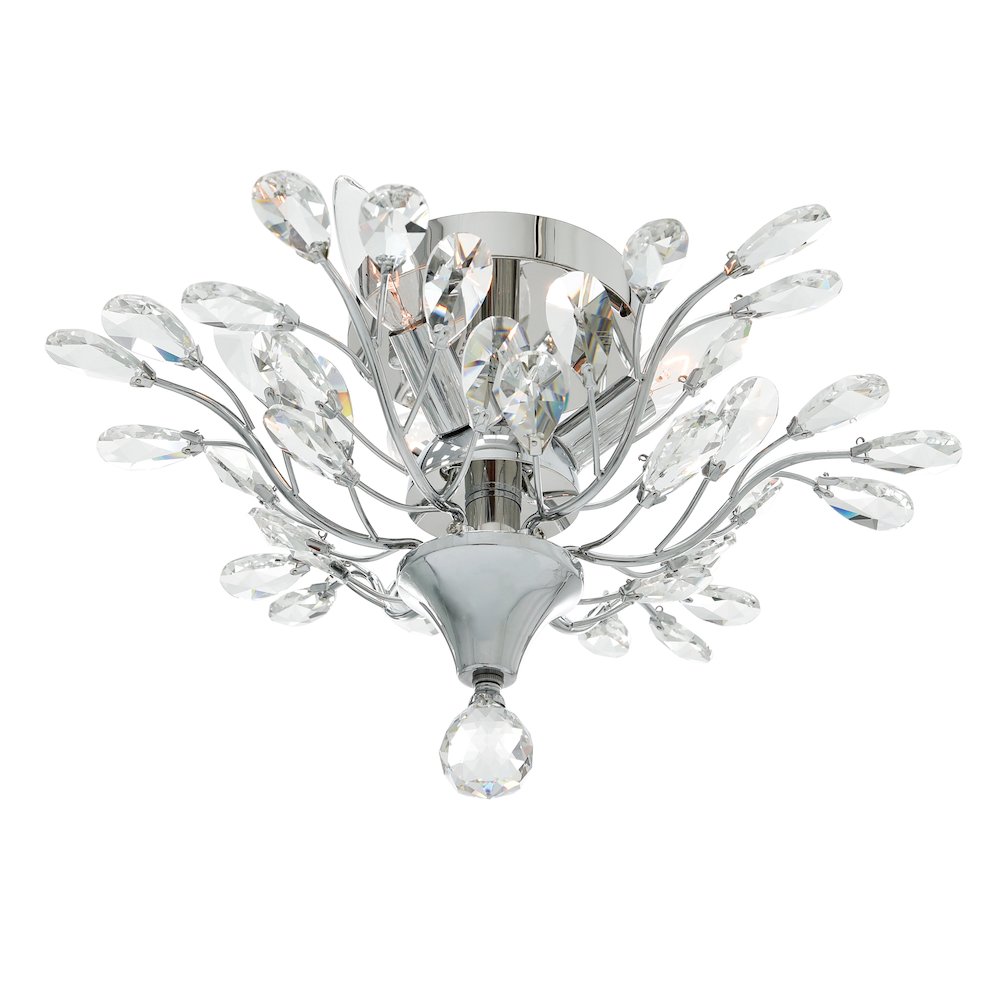 Ivy 3 Light Drum Shade Flush Mount With Chrome Finish. Picture 2