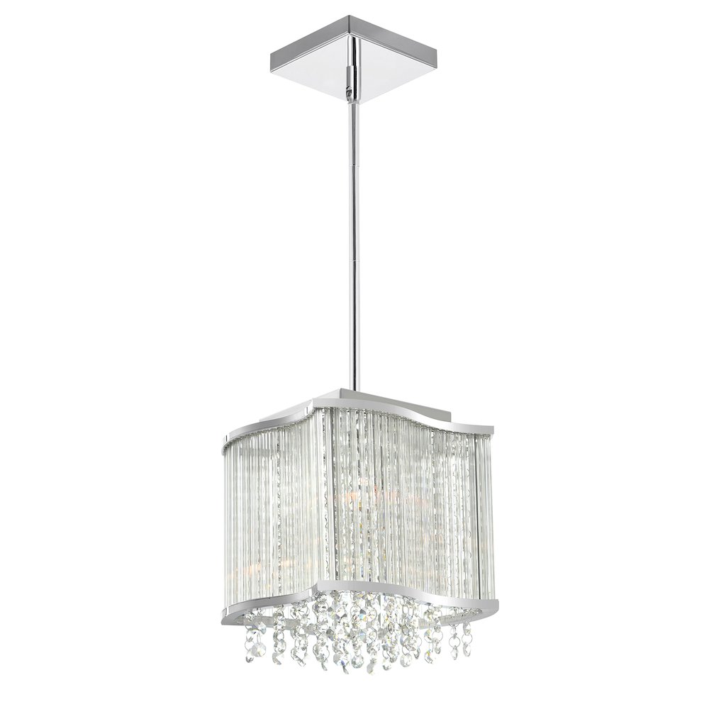 Elsa 3 Light Drum Shade Mini Pendant With Chrome Finish. Picture 6