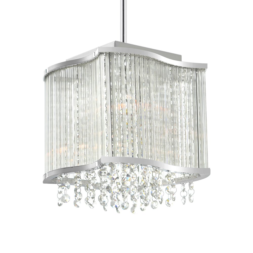 Elsa 3 Light Drum Shade Mini Pendant With Chrome Finish. Picture 1
