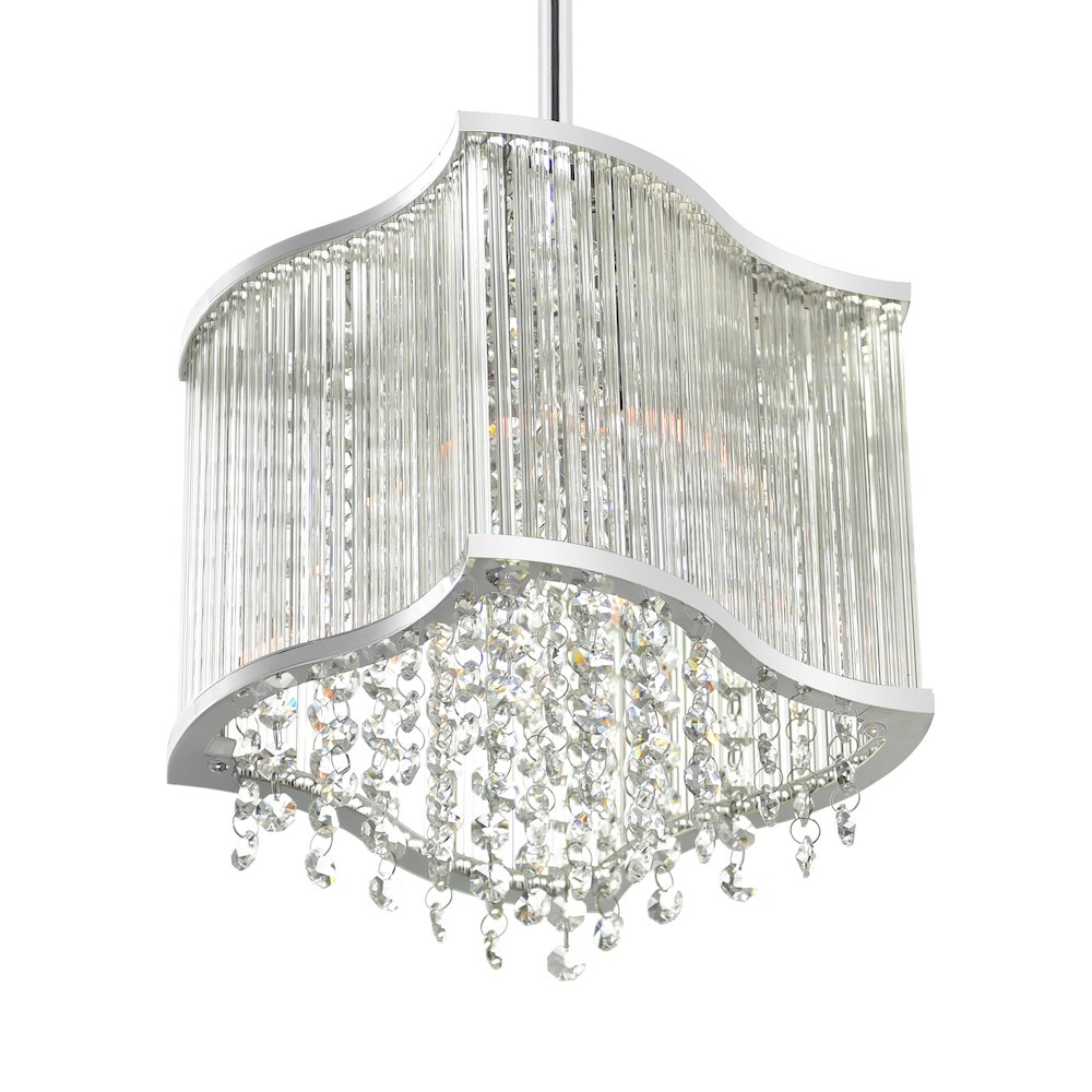 Elsa 3 Light Drum Shade Mini Pendant With Chrome Finish. Picture 2