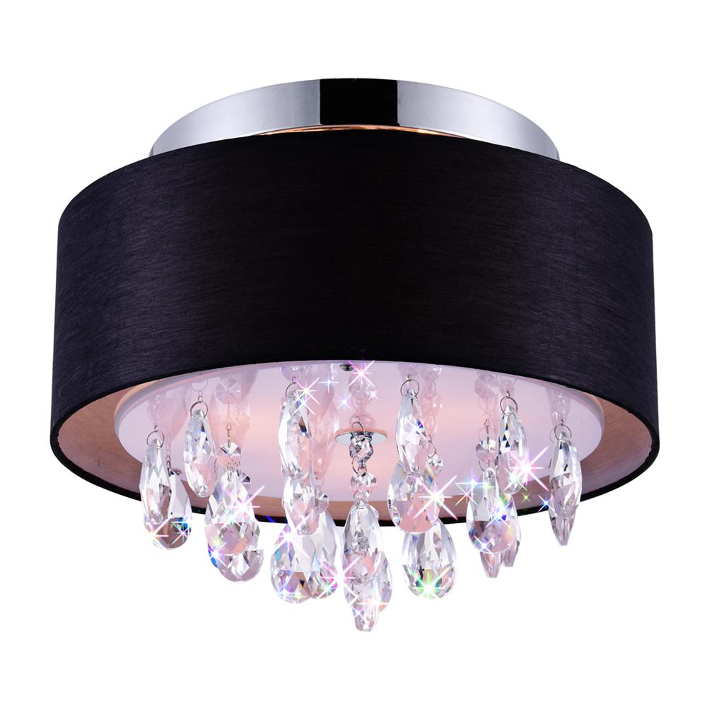 Dash 3 Light Drum Shade Flush Mount With Chrome Finish. Picture 2
