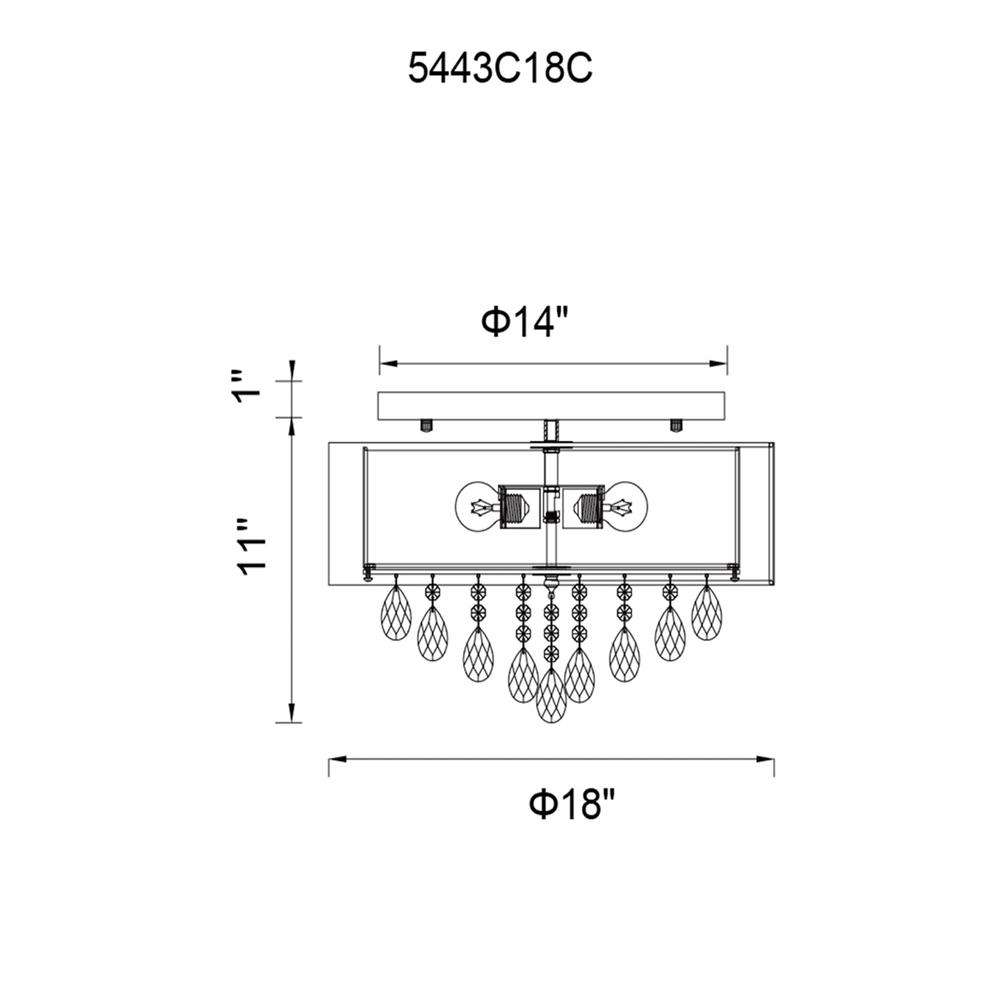 Dash 4 Light Drum Shade Flush Mount With Chrome Finish. Picture 6