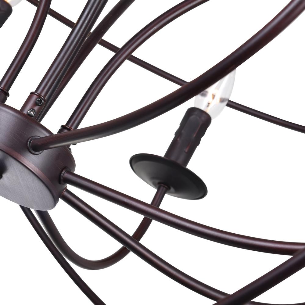 Arza 6 Light Up Chandelier With Brown Finish. Picture 4