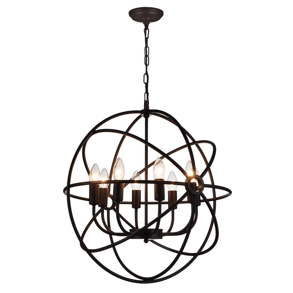 Arza 8 Light Up Chandelier With Brown Finish. Picture 1