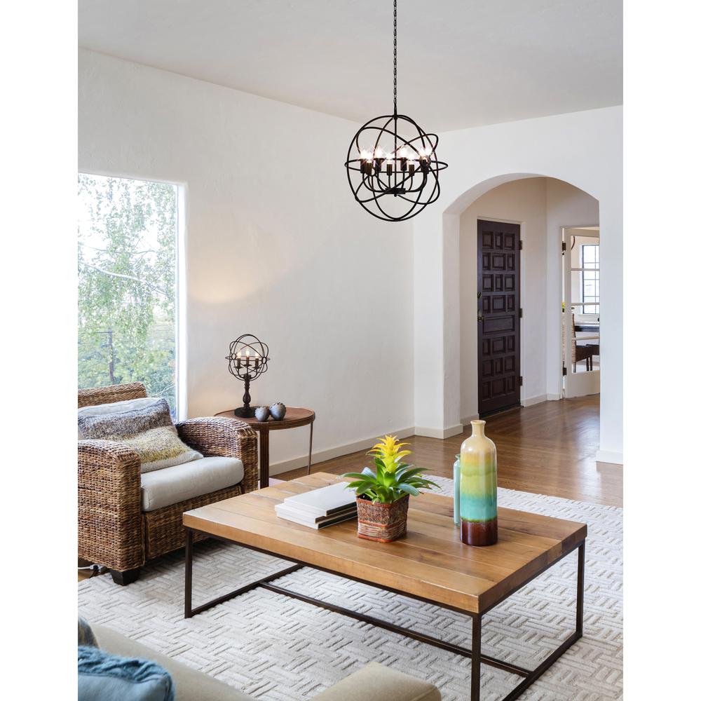 Arza 8 Light Up Chandelier With Brown Finish. Picture 6