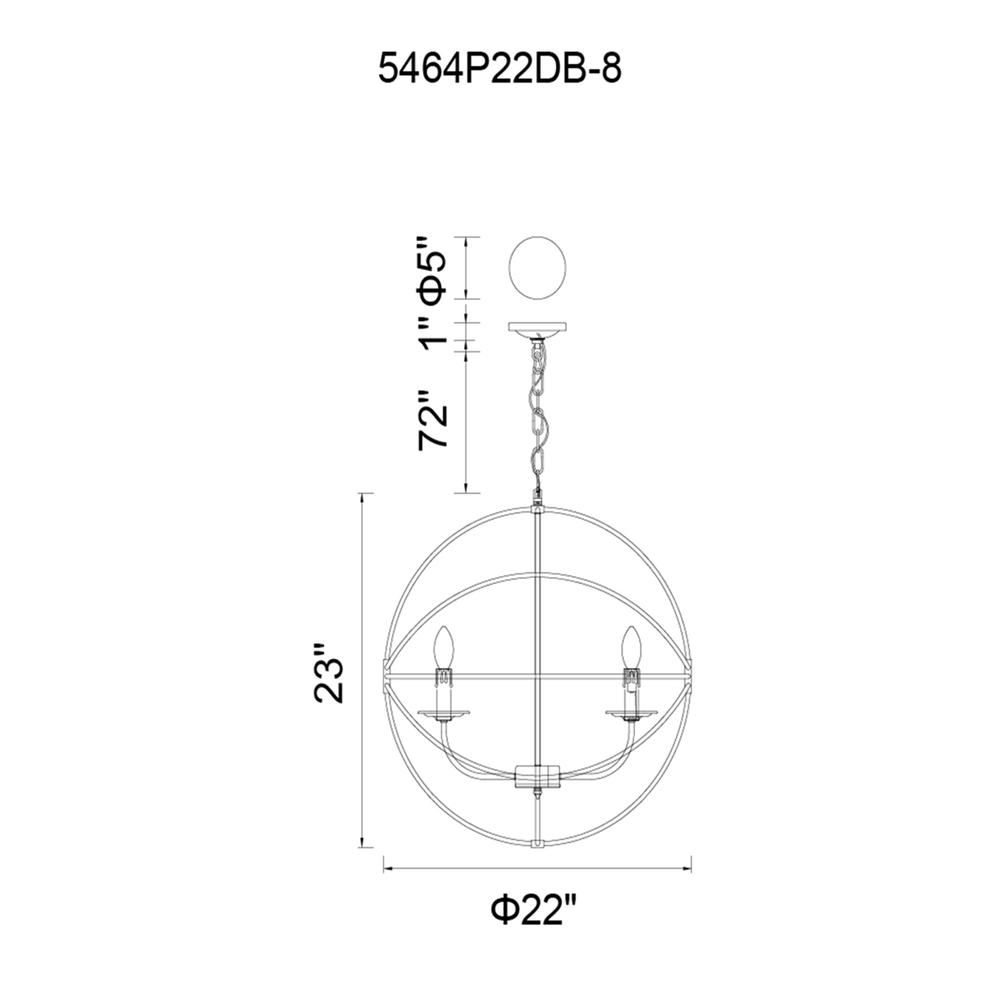 Arza 8 Light Up Chandelier With Brown Finish. Picture 7