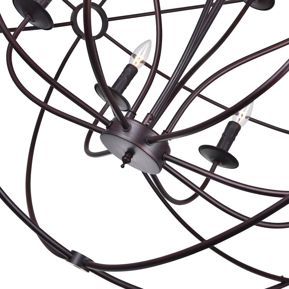 Arza 12 Light Up Chandelier With Brown Finish. Picture 5