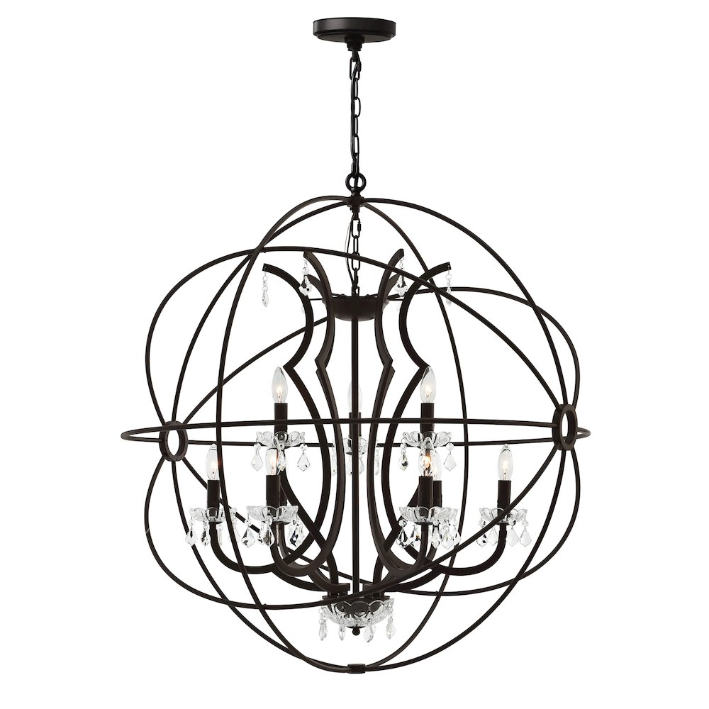 Campechia 9 Light Up Chandelier With Brown Finish. Picture 1