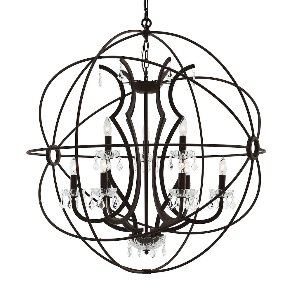 Campechia 9 Light Up Chandelier With Brown Finish. Picture 2
