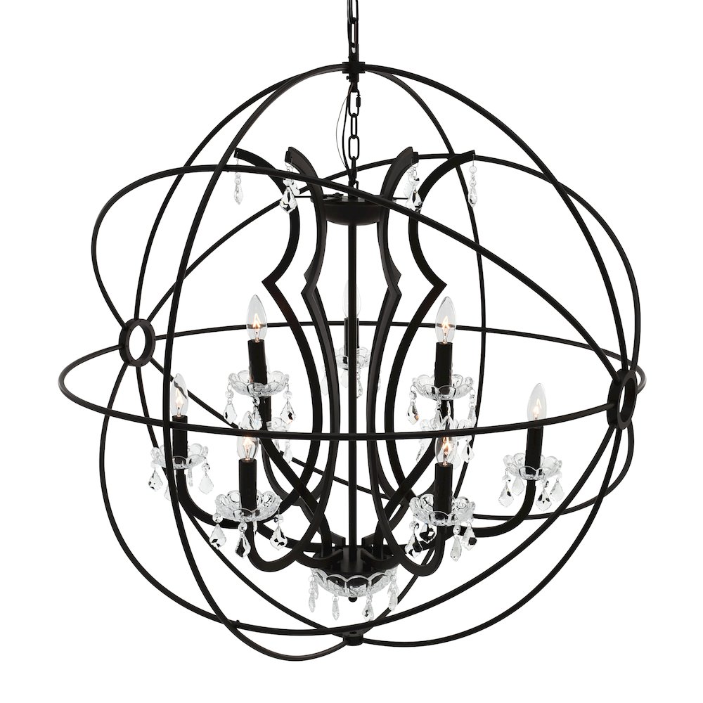 Campechia 9 Light Up Chandelier With Brown Finish. Picture 3