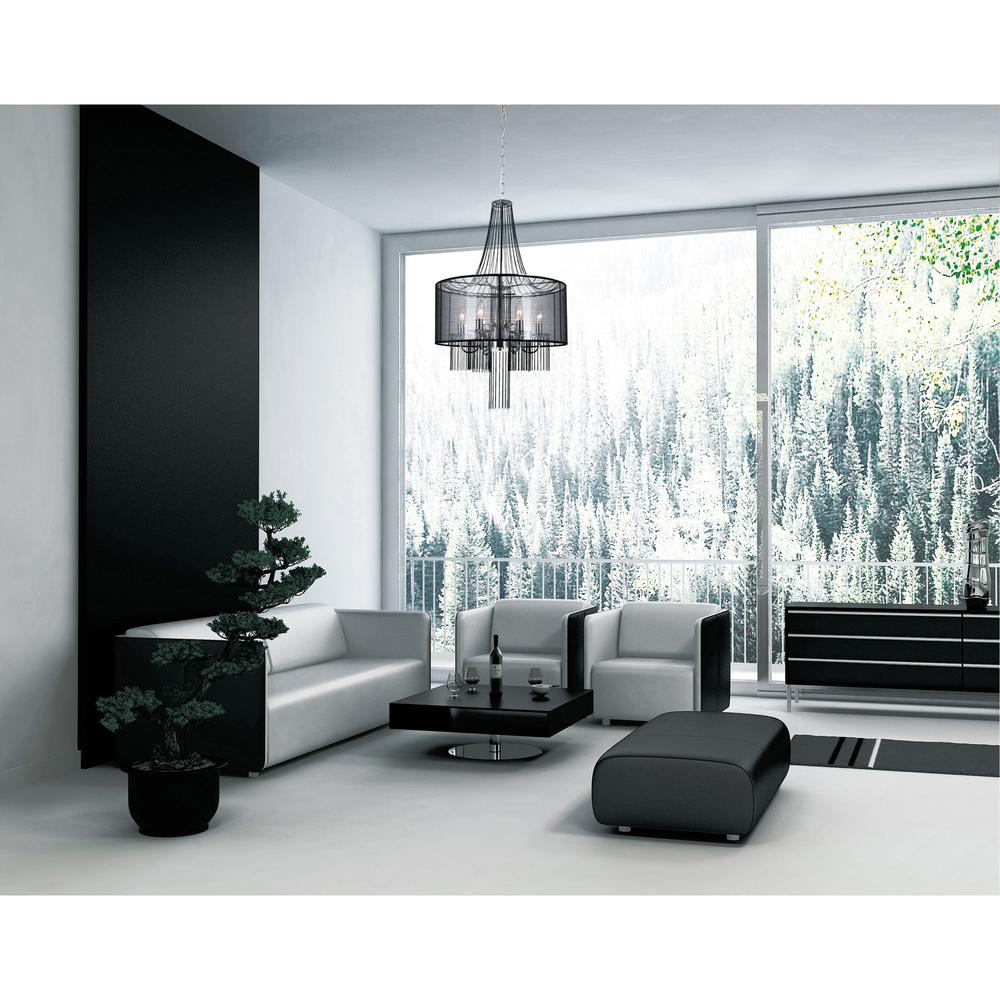 Amelia 6 Light Drum Shade Chandelier With Chrome Finish. Picture 5
