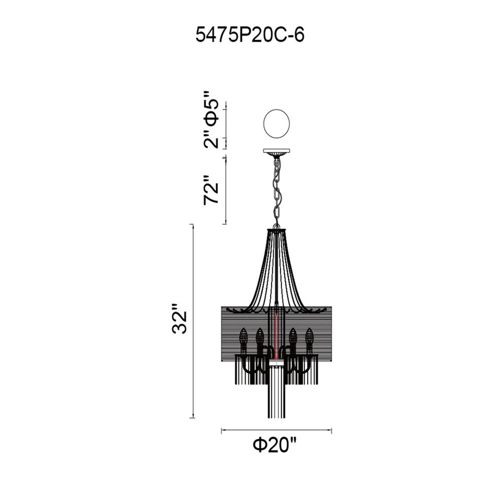Amelia 6 Light Drum Shade Chandelier With Chrome Finish. Picture 4