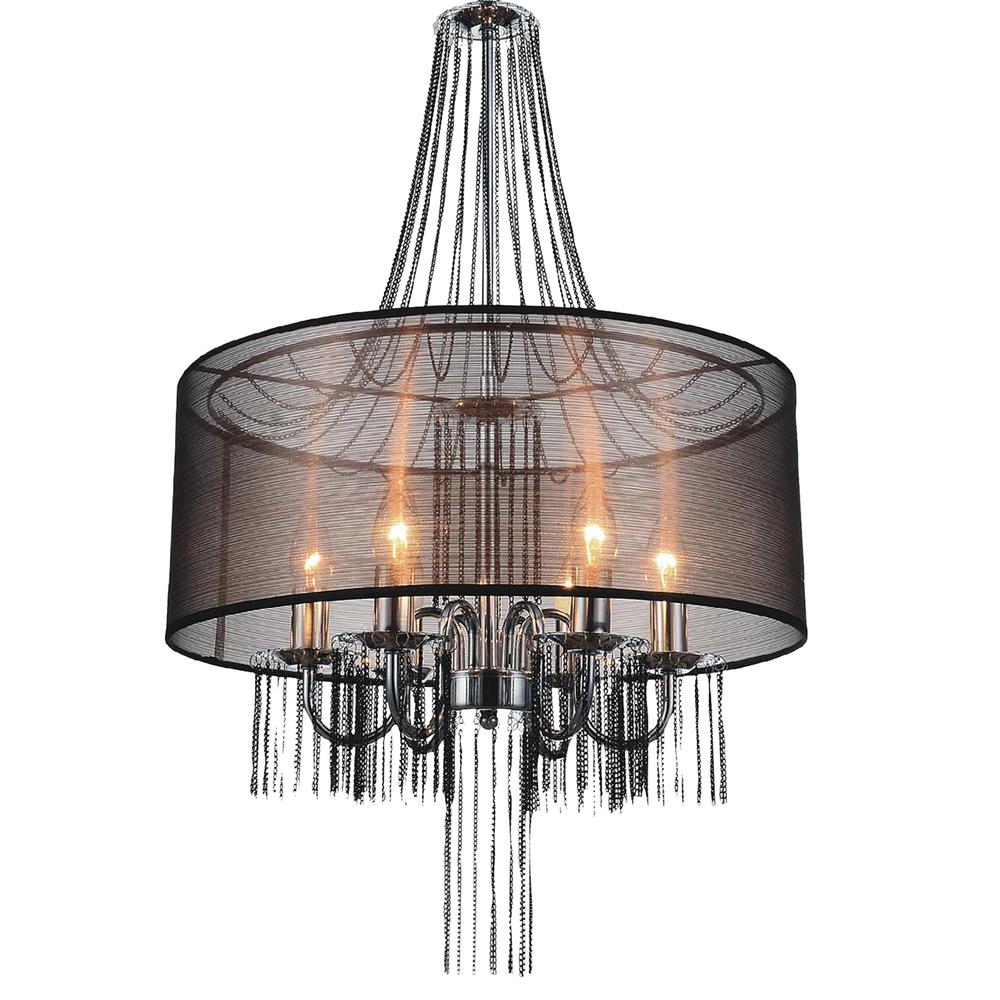 Amelia 6 Light Drum Shade Chandelier With Chrome Finish. Picture 1